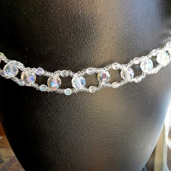 Clear Crystal Choker Necklace New - Picture 3 of 4